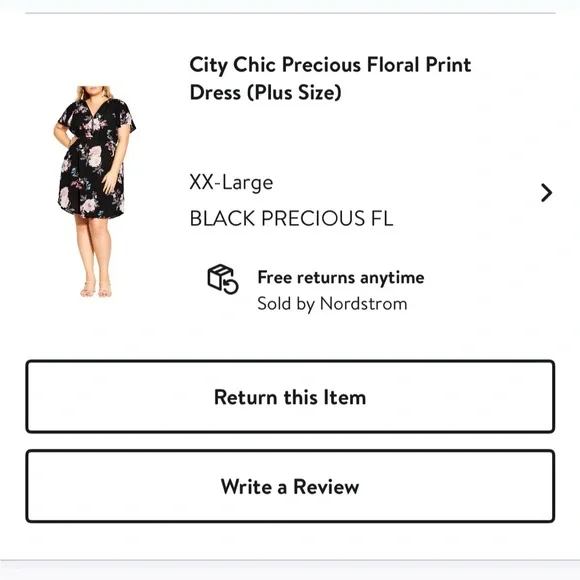 City Chic Precious Floral Print Dress XXL 24 Gently Worn - Picture 5 of 7